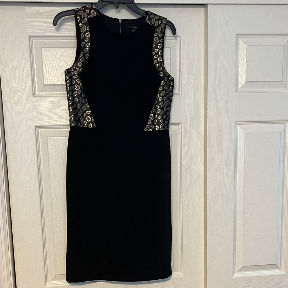 Ann Taylor Black Dress with Silver Pattern